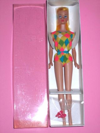 Mattel - Color Magic Barbie Orig Swimsuit - Yellow - Gold Hair - Vintage 1966 NRFB 4