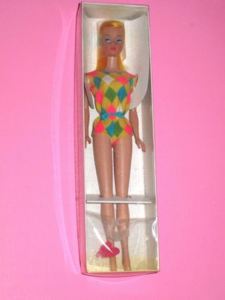 Mattel - Color Magic Barbie Orig Swimsuit - Yellow - Gold Hair - Vintage 1966 NRFB 5