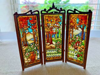 Artisan Miniature Dollhouse Real Artisan Stained Glass Wood Folding Screen Uk