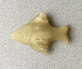 Vintage Hand Carved Stone Fish Chinese White Mutton Fat Jade Oriental Antique