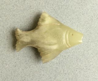 VINTAGE HAND CARVED STONE FISH Chinese white mutton fat jade Oriental antique 2