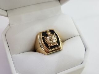 Vintage Demolay 10k Yellow Gold Black Onyx Balfour Ring Size 8