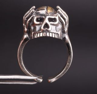 Rare Chinese 925 Silver Ring Fashion Skull Exorcist Mascot Gift Limited Edition