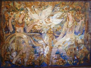 Pure wool tapestry,  soviet period,  very rare totally handmade artwork 4