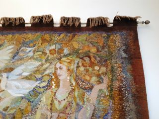 Pure wool tapestry,  soviet period,  very rare totally handmade artwork 5