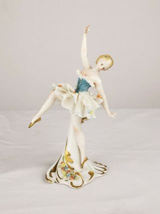 Antique Dresden Lace Ballerina Figurine Chipped Fingers