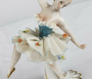 ANTIQUE DRESDEN LACE BALLERINA FIGURINE CHIPPED FINGERS 3