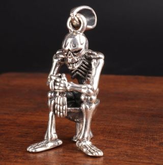 Precious China 925 Silver Pendant Statue Skeleton Exorcist Mascot Handmade Gift