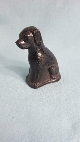 Wonderful Antique 19th Century Small Black Pressed Glass Dog Figure (eng/usa?)