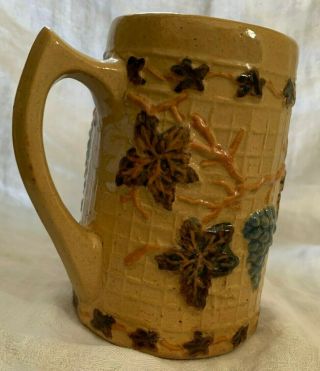 Antique Yellow Ware Mug Grapes And Lattice Uhl Or White Hall
