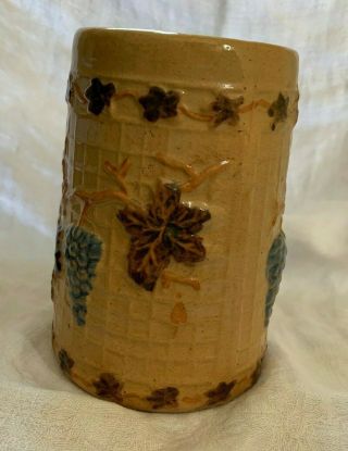 Antique Yellow Ware Mug Grapes and Lattice Uhl Or White Hall 2