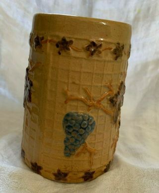 Antique Yellow Ware Mug Grapes and Lattice Uhl Or White Hall 3