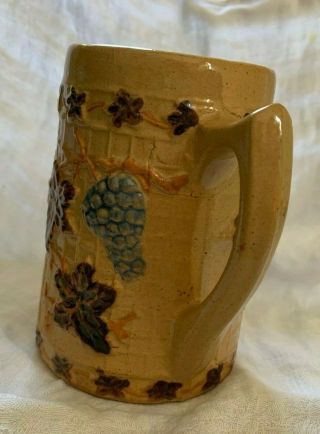 Antique Yellow Ware Mug Grapes and Lattice Uhl Or White Hall 4