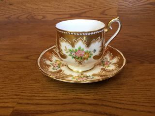 Royal Albert Royalty Cup & Saucer Gold Pattern Painted -