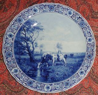Antique Delft Blue Wall Charger/ Plate.  Porceleyne Fles Holland.