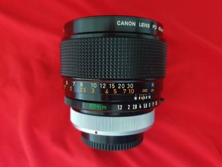 Rare Canon FD 85mm f/1.  2 S.  S.  C.  1.  2 Aspherical MF Lens in, 3