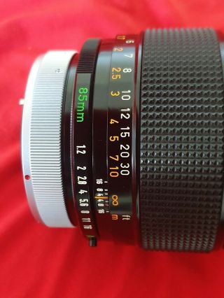 Rare Canon FD 85mm f/1.  2 S.  S.  C.  1.  2 Aspherical MF Lens in, 5