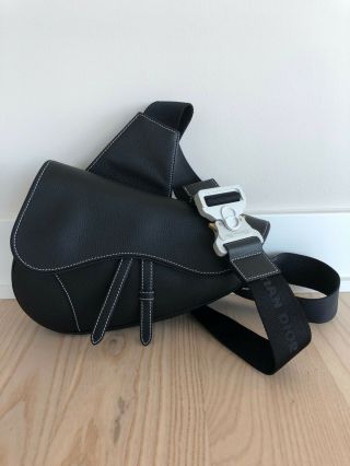 Rare Dior Medium Saddle Bag Black Oblique Messenger Kaws Kim Jones Alyx Studio