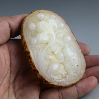 3.  3  Chinese old white yellow jade hand - carved fish statue pendant 0786 7