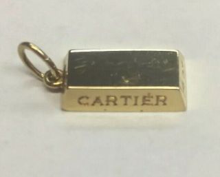 Cartier 18k Yellow Gold Ingot Bar Pendant Charm 1/4 Oz