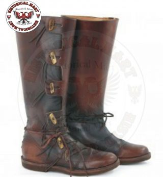 Medieval Leather Boots,  Ancient Shoes Warrior Renaissance Re - Enactment Leather S