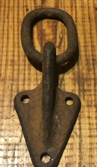 Vintage Horse Tie Hitching Post Large Ring Barn Door Pull Old Forged Iron