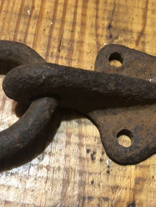 Vintage Horse tie hitching post large ring barn door pull old forged iron 3