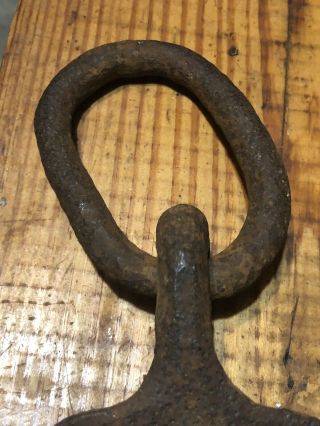 Vintage Horse tie hitching post large ring barn door pull old forged iron 6