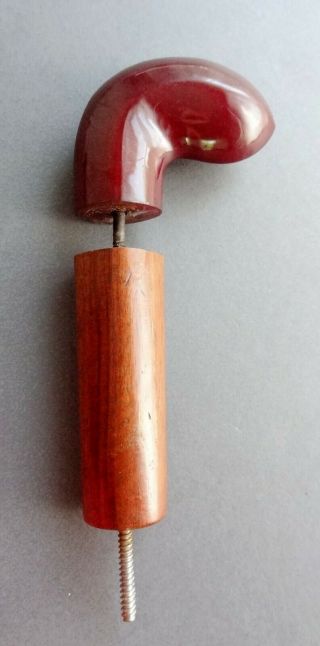 Antique Art Deco Red Cherry Amber Bakelite Handled Malacca Cane Walking Stick 3
