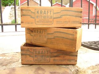 3 Vintage Old Wooden KRAFT 5 LB Cheese Boxes - Crafts Home Decor Drawers - L@@K 3