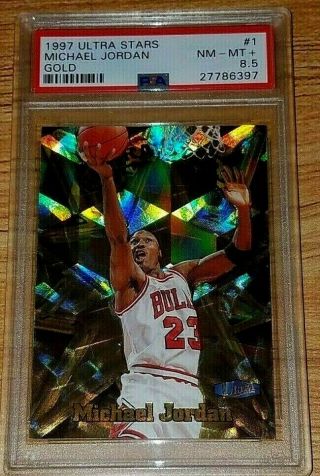 1997 - 98 Ultra Stars Gold Michael Jordan PSA 8.  5 MN - MT,  Stunning & extremely rare 3