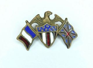 Authentic Wwi U.  S.  Army Usmc Navy Allies Homefront Pin France Great Britain/uk