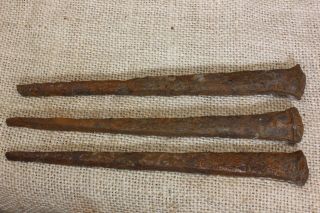 6 " Nails 3 Large Spikes Old Vintage Rusty Iron Easter Crucifixion Display Hooks