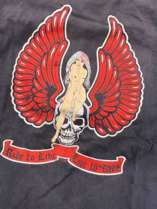 Vintage 80s RIDE TO LIVE LIVE TO RIDE T - shirt size XL THells TAngels 2