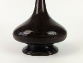17th Century Antique Chinese Garlic Head Bronze Flower Vase - Plain Globular Rare 6