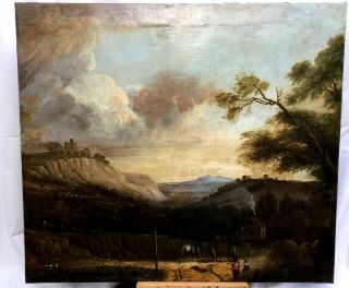 Very Large Antique 18th Century Romantic Landscape