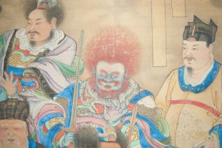 Antique Chinese Hanging Scroll Painting Watercolor - Immortals Gods 19th Century 4