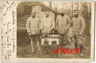 French Wwi Soldiers With Field Oven 1918 Photo