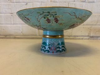 Antique Chinese DA YA ZHAI Porcelain Compote with Grape & Floral Dec.  Marked 5