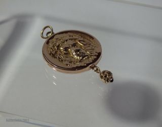 Unique Antique Mourning Gold Locket Pendant W Lion & Memento Mori Skulls - 19th C