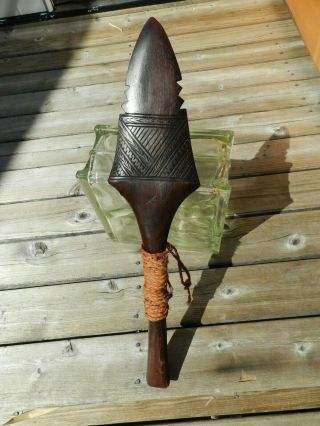 Vintage War Club Pacific Island Samoa Tonga Fiji Maori Hand Carved Weapon Spear