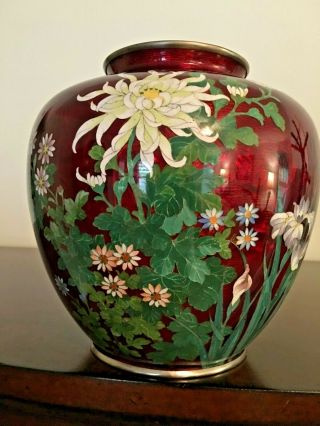 Vintage Japanese Akasuki Ginbari Cloisonné Vase.