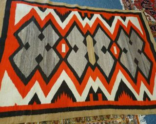 Antique 1910 - 20s? Native american navajo indian rug hand made design colors 3