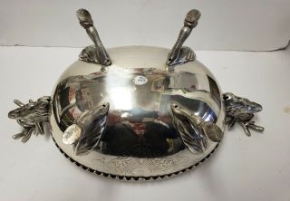 Heavy Detailed Silver Stag Soup Tureen Server Serving Piece Deer Plated India 9