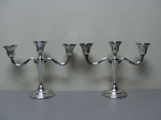 Vintage International Courtship Sterling Silver 3 - Lite Candelabra / Candlesticks