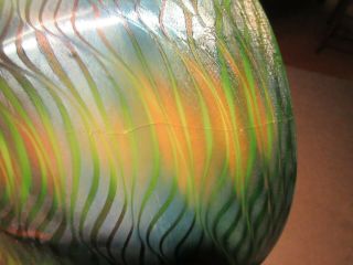 RARE Antique Iridescent Quezal Art Glass Lamp Shade Stunning 3