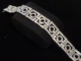 Vintage 14k Wg Art Deco Diamond (5.  0tcw) Bracelet,  Circa 1940