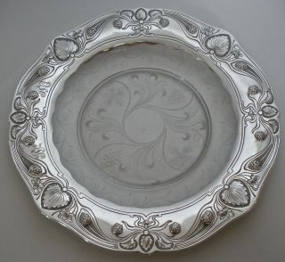 Gorham Athenic Sterling & Hawkes Cut Glass Art Nouveau 9 " Plate Or Tray 1905