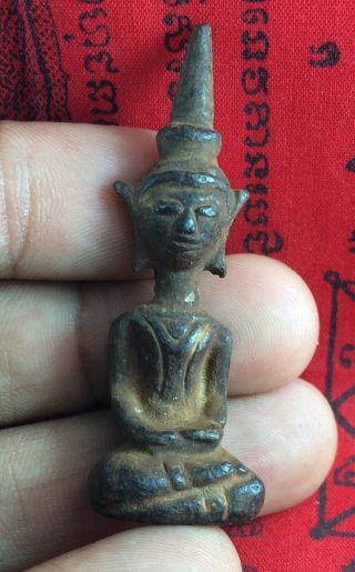 Phra Ngang Kmher Cambodia Figure Old Amulet Buddha Wealthy Lucky Talisman