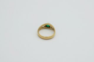 Antique Cabochon Emerald Diamond Ring in 18k Yellow Gold (Size 8.  5 - 8.  3 Grams) 7